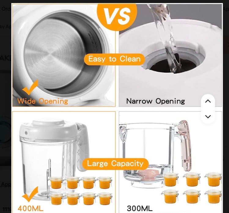 Baby Food Maker, 4 in 1 Baby Food Processor and Steamer, Puree Blender, Multifunctional Baby Puree Maker, Dishwasher Safe, White