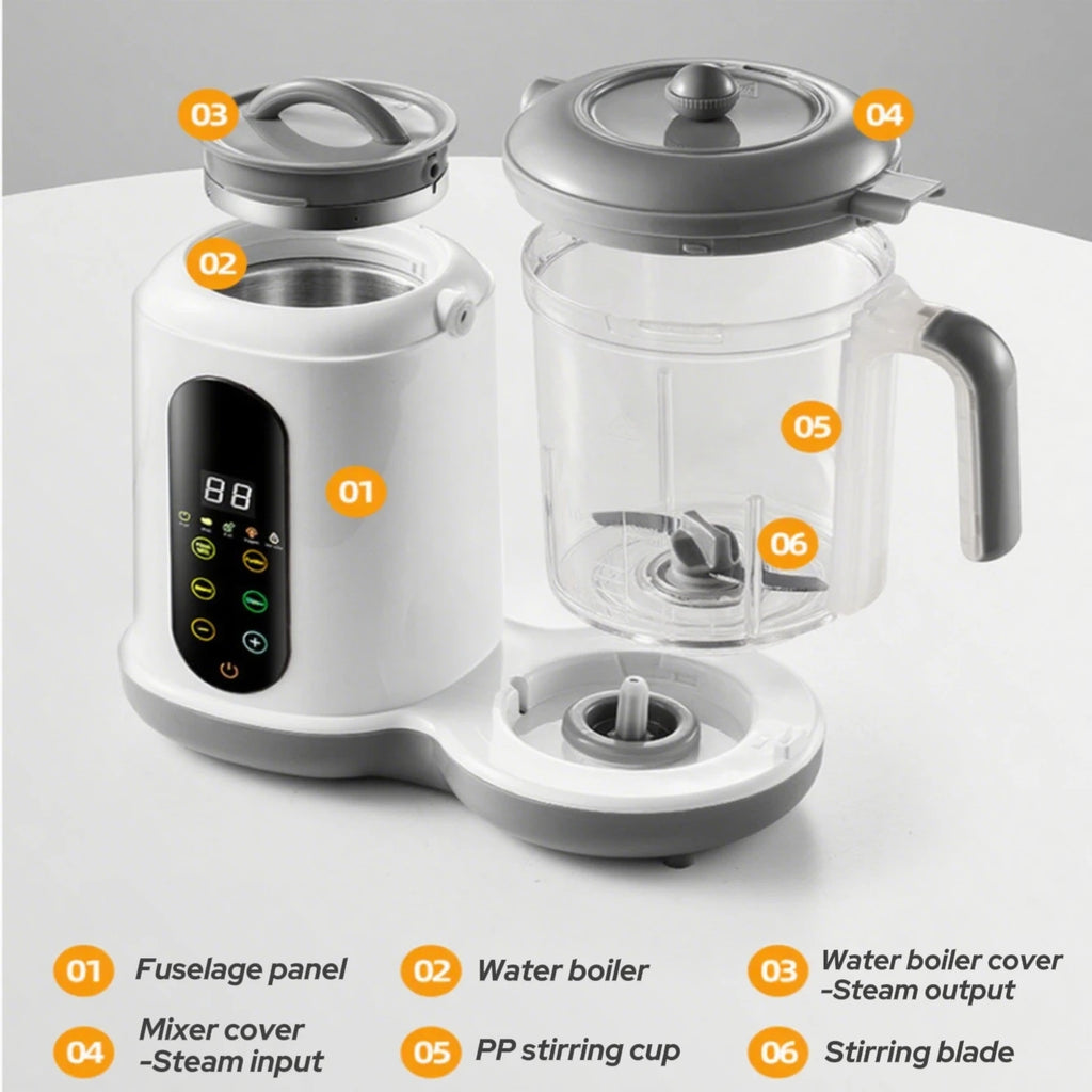 Multifunctional Baby Food Maker Automatic Baby Food Processor Steamer Food Mills Puree Blender Milk Warmer With Temp Display