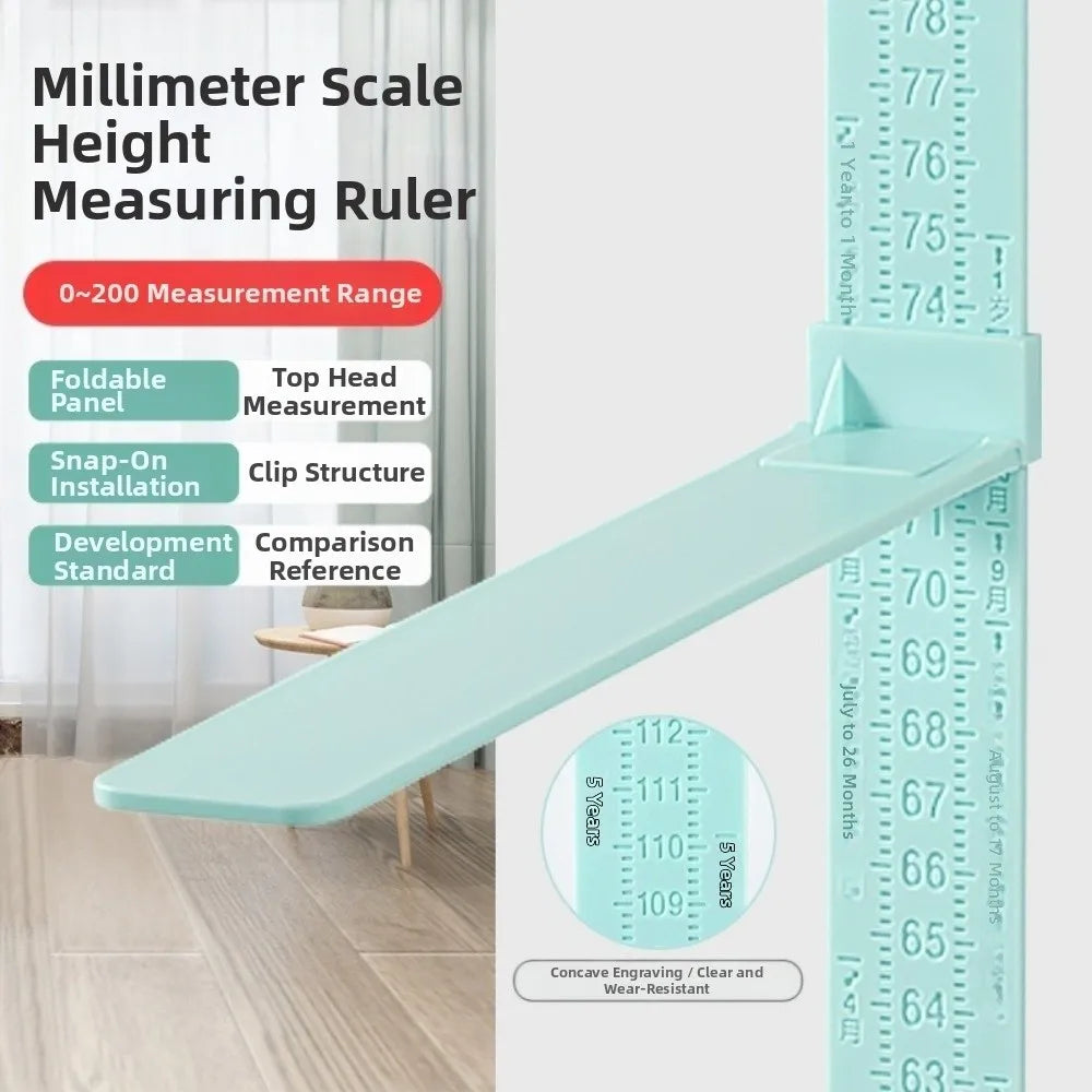 0-2M Height Ruler Sliding Measuring Wall Sticker Baby Growth Chart High Precision Foldable Height Measurement Guage Meter