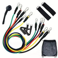 11pcs Fitness Resistance Bands Set Workout Exercise Tube Bands with Door Anchor Ankle Straps Cushioned Handles Carry Bags