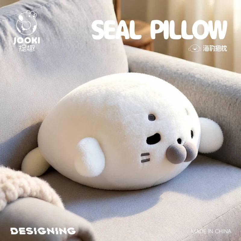 45CM Lovely Seal Plush Pillow Simulation Marine Animal Doll Soft Round Seal Plushie Cushion Toy Birthday Gifts