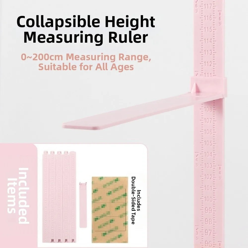 0-2M Height Ruler Sliding Measuring Wall Sticker Baby Growth Chart High Precision Foldable Height Measurement Guage Meter